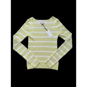 Pink Rose Juniors Sweater Size M With White And Green Stripes